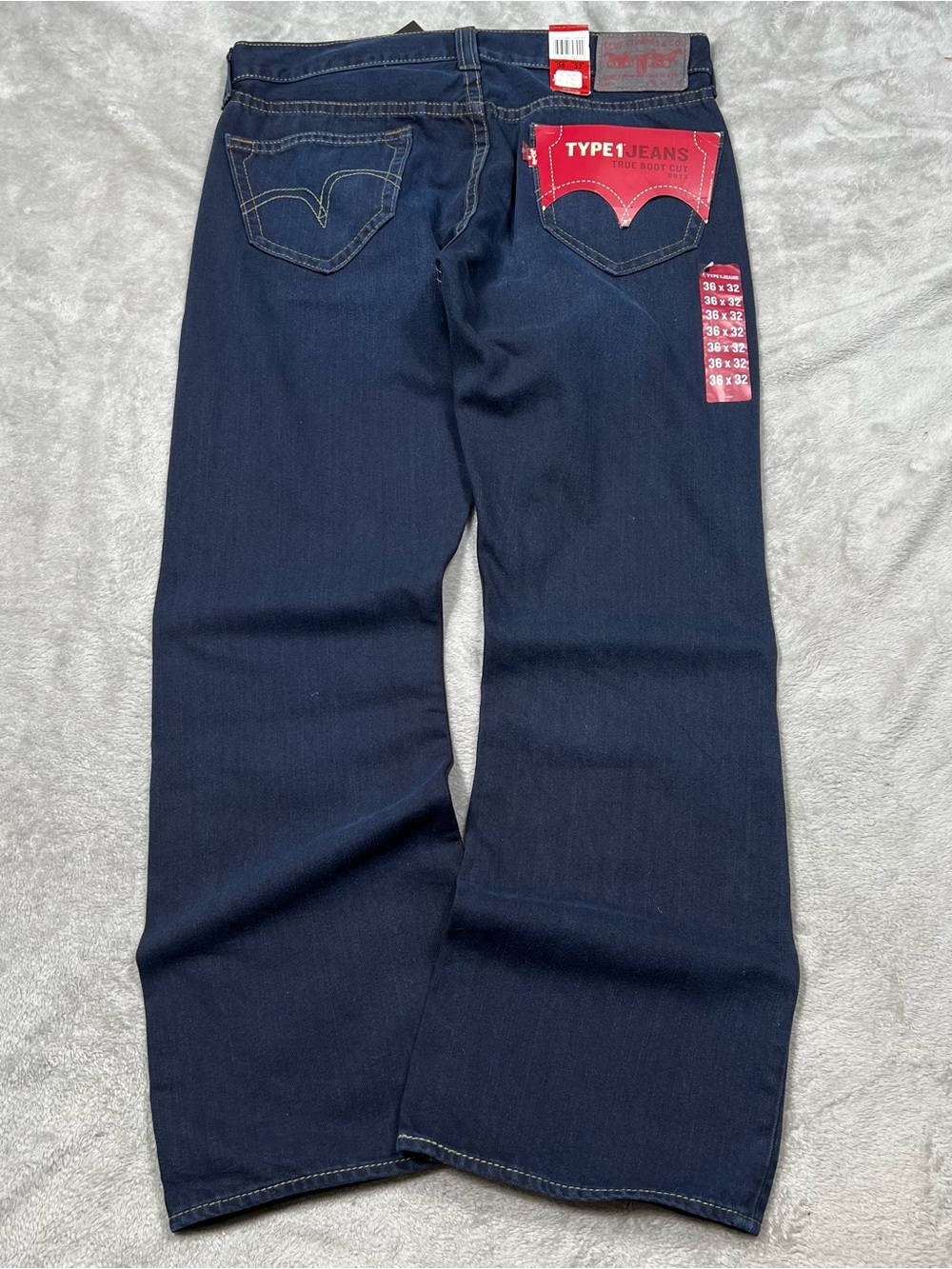 NWT Vintage Levi's Type 1 True Boot Cut Jeans Mens 36x32 Blue Dark Wash Western